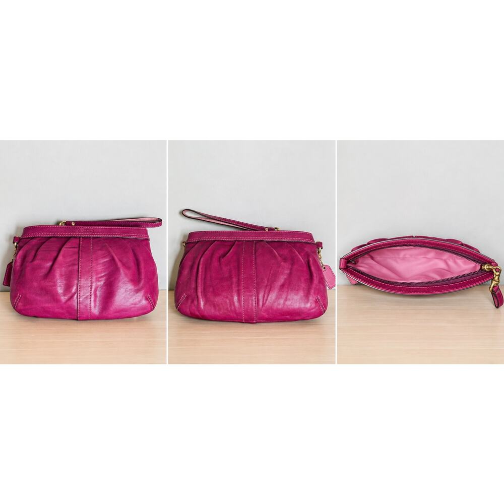 Y2K Coach 12248 Ergo Leather Pleated Framed Satchel Bag & Wristlet - Picture 7 of 14